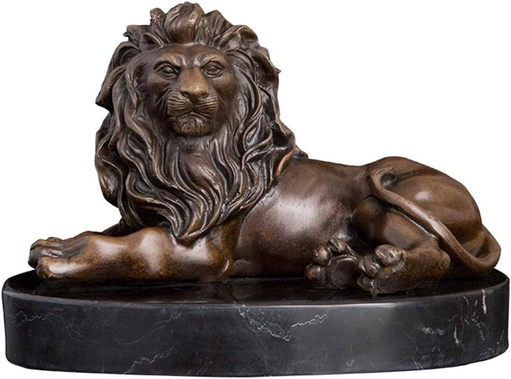 XXXDXDP Bronze Sculpture Lying Lion Statue Figurine Antique Wildlife Metal Art for Home Decoration