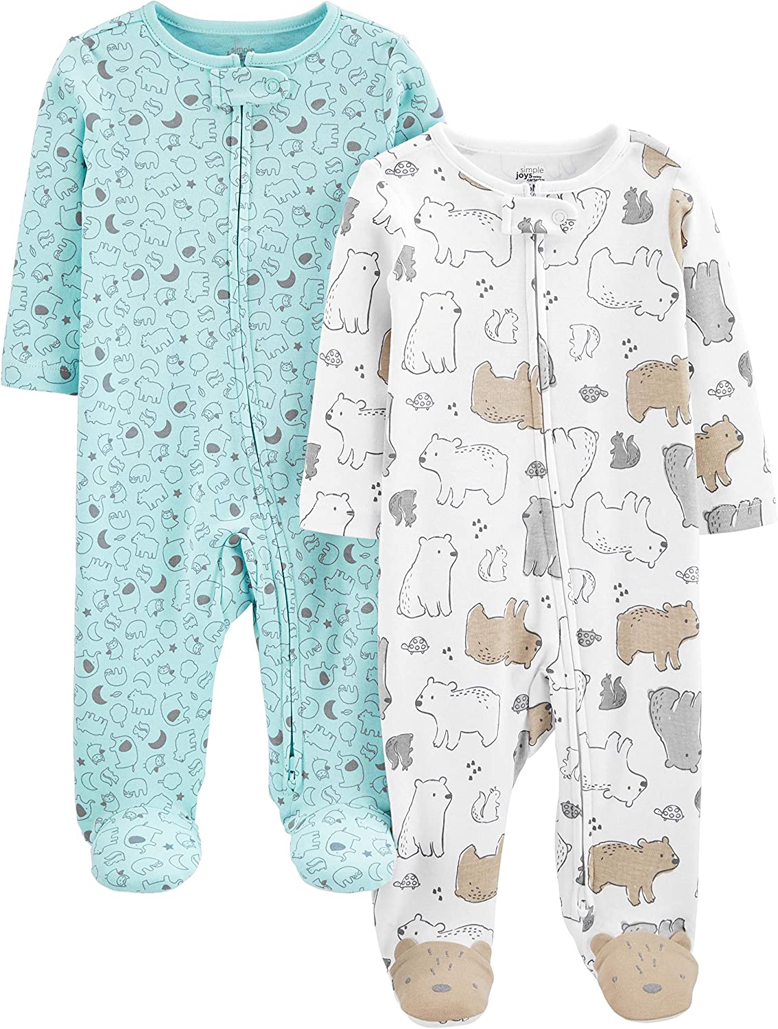 Simple Joys by Carter's Unisex Babies' Cotton Footed Sleep and Play, Pack of 2
