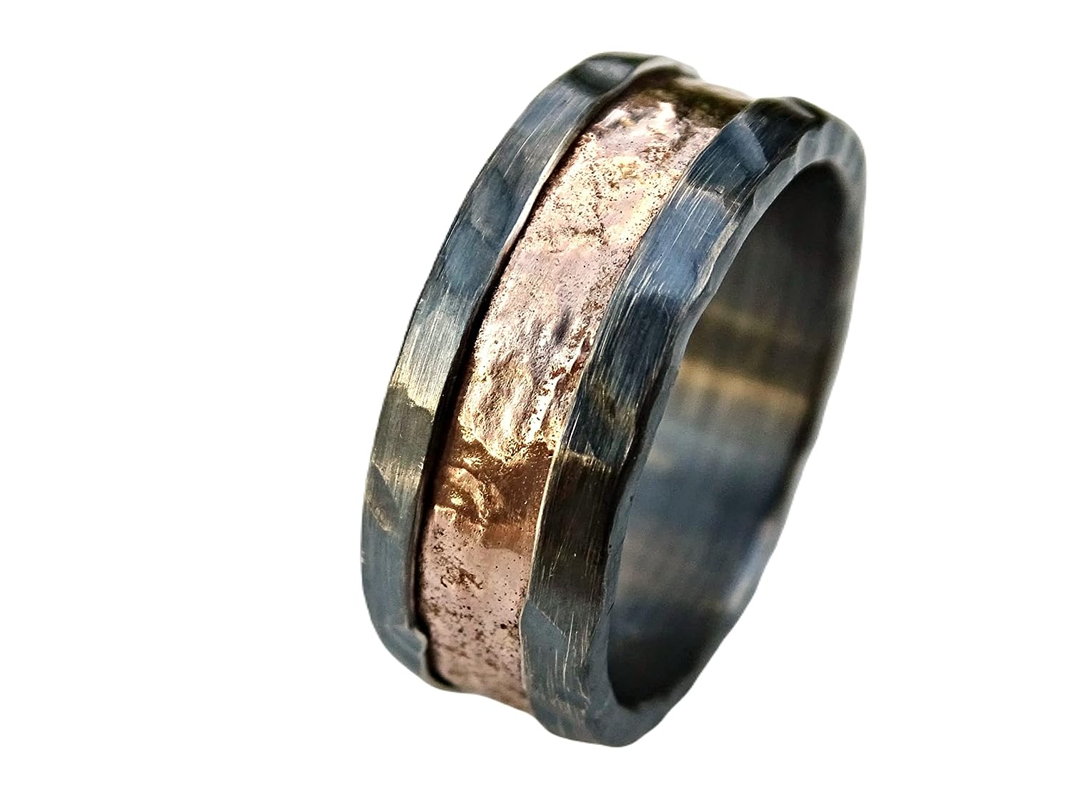 viking wedding ring rose gold, mens wedding band viking gold ring mens engagement ring, molten gold silver ring for men, unique mens gift