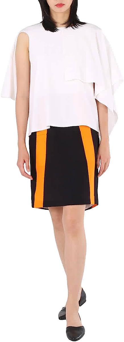 BURBERRY Ladies Optic White Cape Overlay Geometric Print Silk Dress, Brand Size 10 (US Size 8)