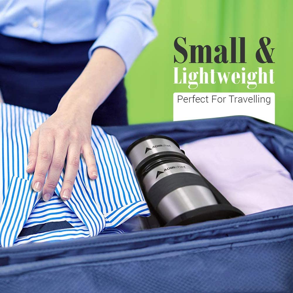 AdirChef Mini Coffee Maker - Single Serve Coffee Maker, 15 oz. Travel Coffee Mug Coffee Tumbler & Reusable Coffee Filters - Ideal for Home, Office, Outdoor & More - Blue