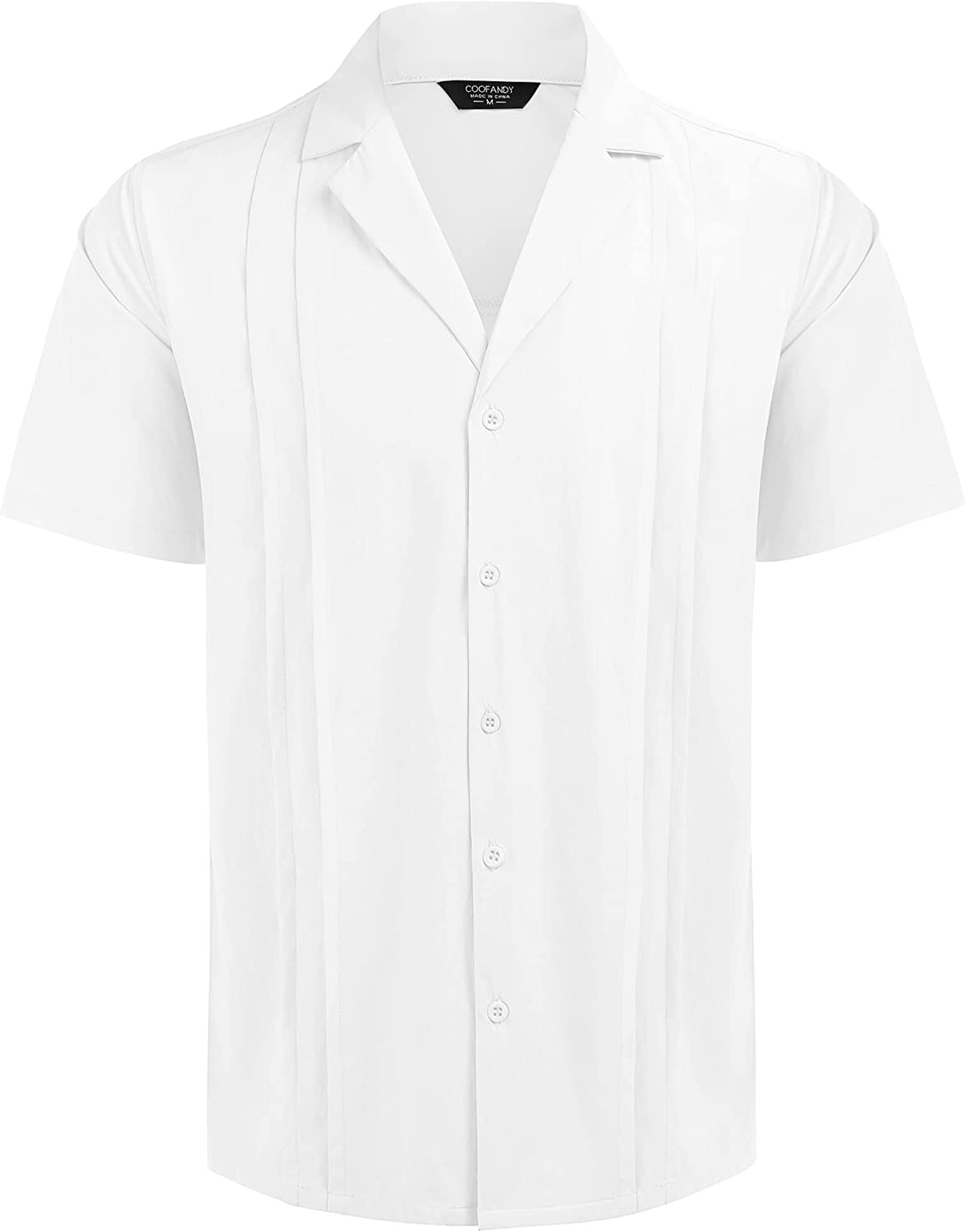 COOFANDY Mens Short Sleeve Cuban Guayabera Shirt Casual Summer Beach Button Down Shirts