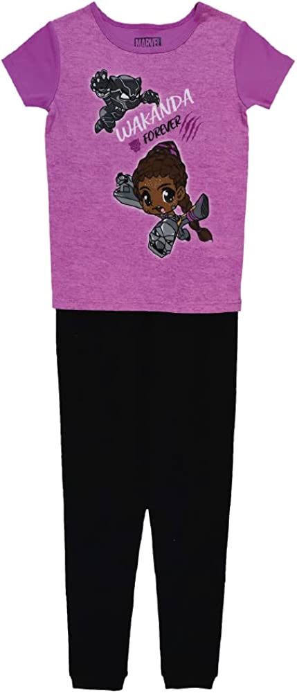Marvel Girls' Black Panther: Wakanda Forever | Groot 2-Piece Snug-fit Cotton Pajamas Set