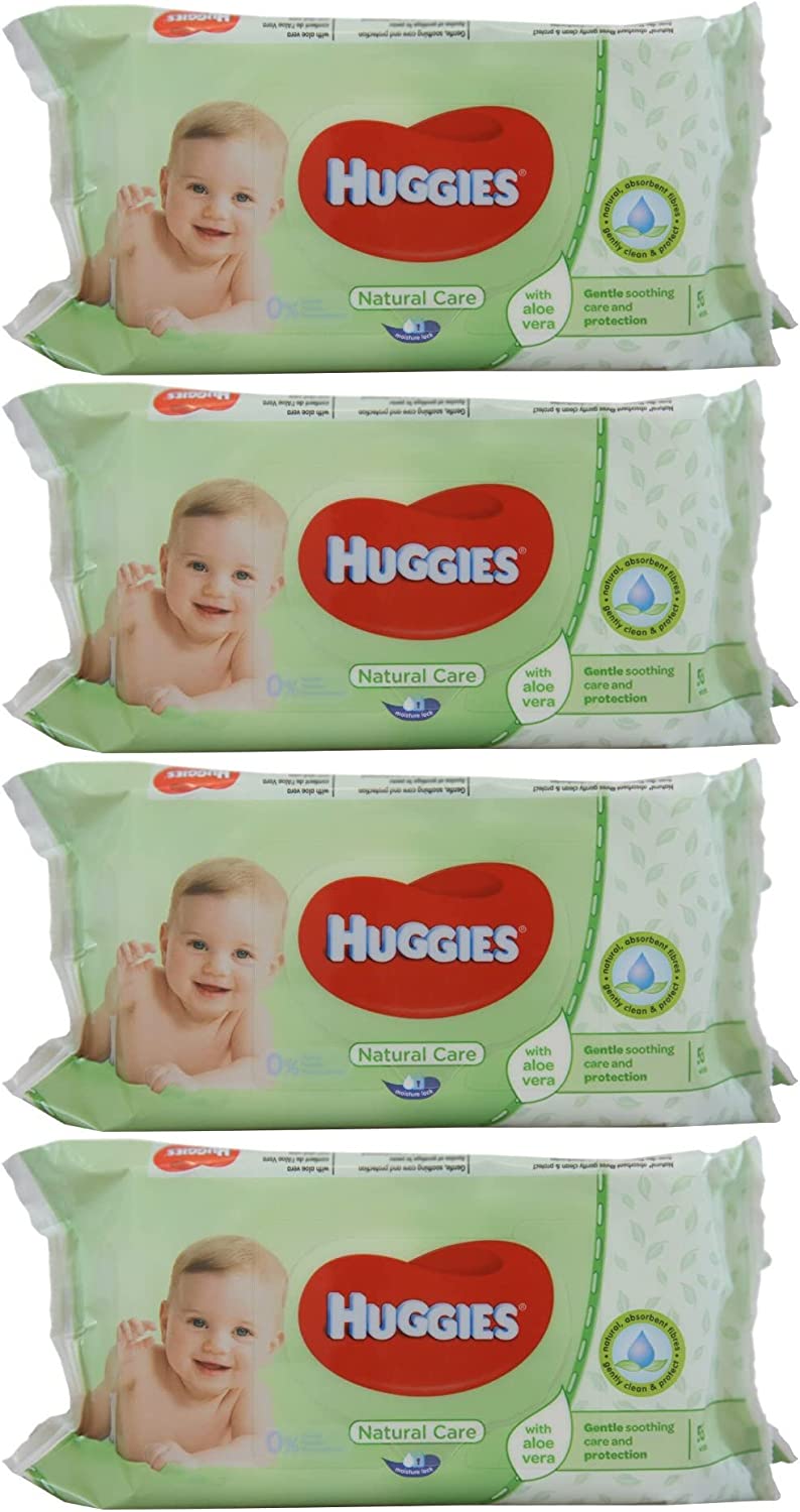 Huggies Baby Wipes Natural Care with Aloe Vera, 56 Count (Pack of 4)