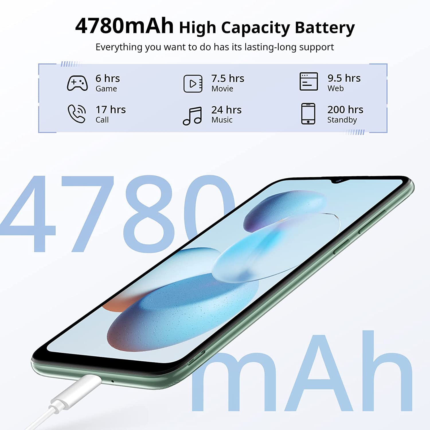 Blackview Mobile Phone A55，4G Dual SIM Unlocked Phones，Android 11 3GB+16GB/TF 128GB Smart Phone Unlocked，Face ID，3 Card Slots，4780mAh Capacity Battery， T-Mobile Unlocked Phone 6.5&#34; HD+Large Screen