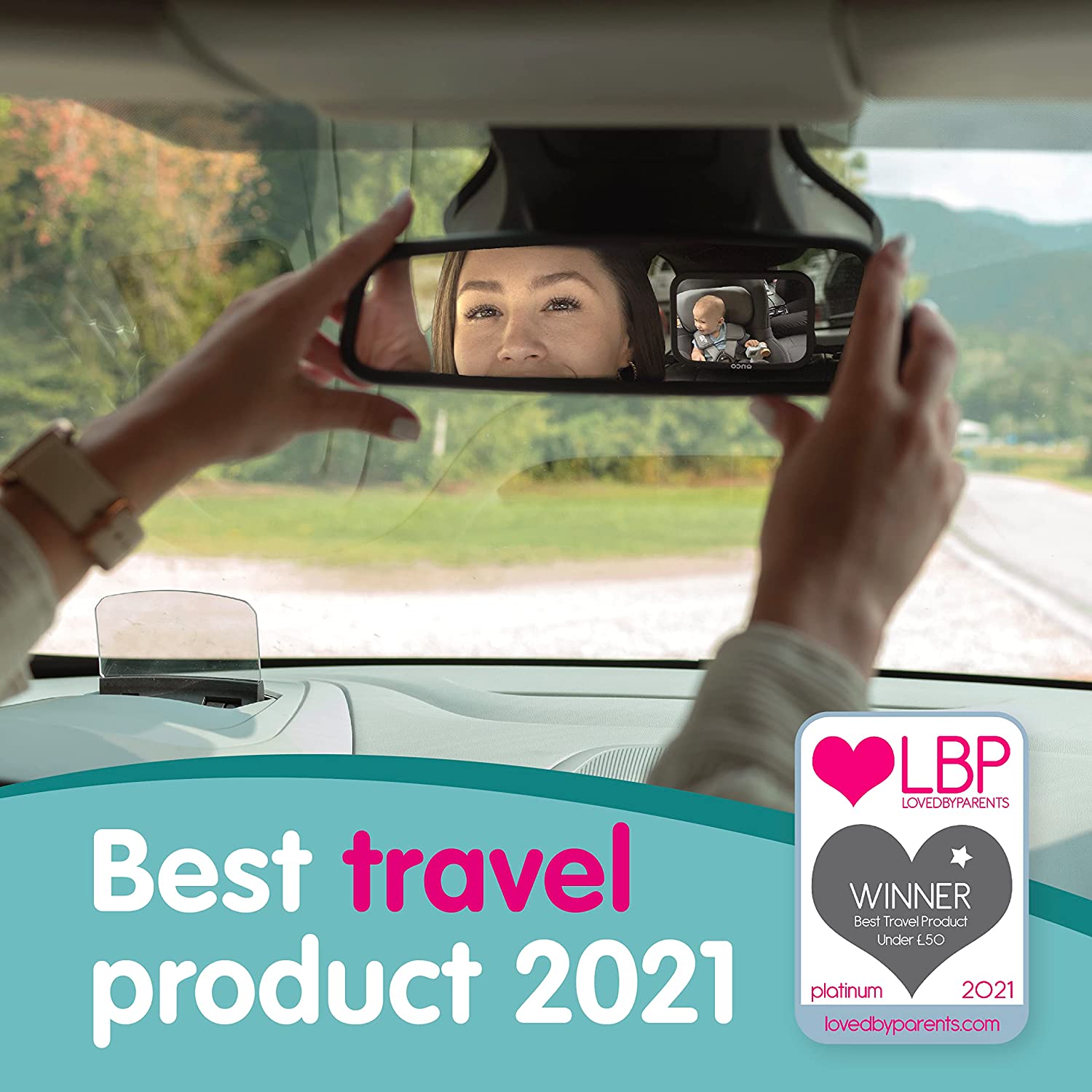 Onco Baby Car Mirror Rear-facing - Platinum Award Winning Car Mirror Baby Rear Facing Seat, Baby Essentials for Newborn, 100% Shatterproof Baby Mirror for Car, 360° Car Seat Mirror Rear Facing Infant