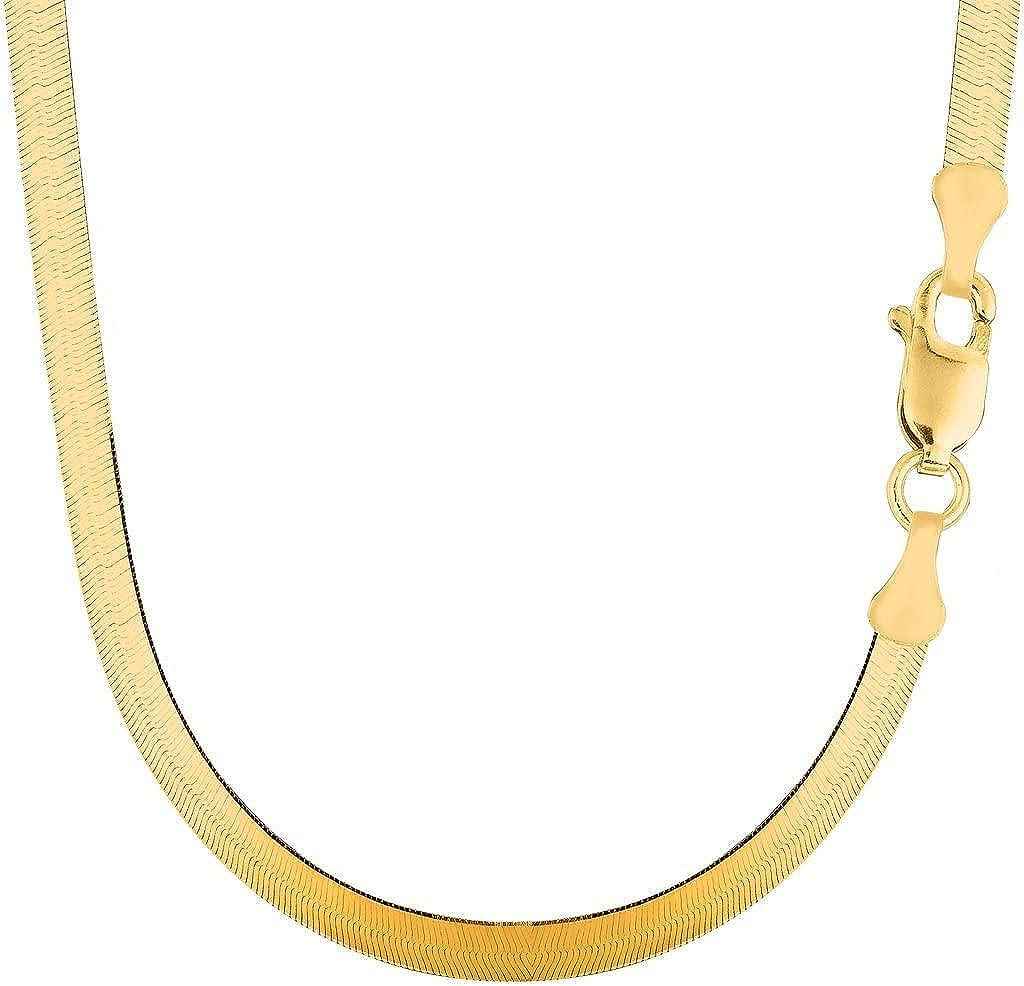 The Diamond Deal 14k Solid Yellow Gold 6.00mm Shiny Imperial Herringbone Chain Necklace or Bracelet for Pendants and Charms with Lobster-Claw Clasp (7", 8", 16", 18" 20" or 24 inch)