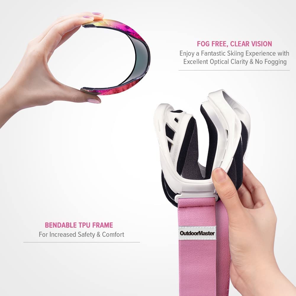 OutdoorMaster Ski Goggles OTG - Over Glasses Ski/Snowboard Goggles for Men， Women &amp; Youth - 100% UV Protection