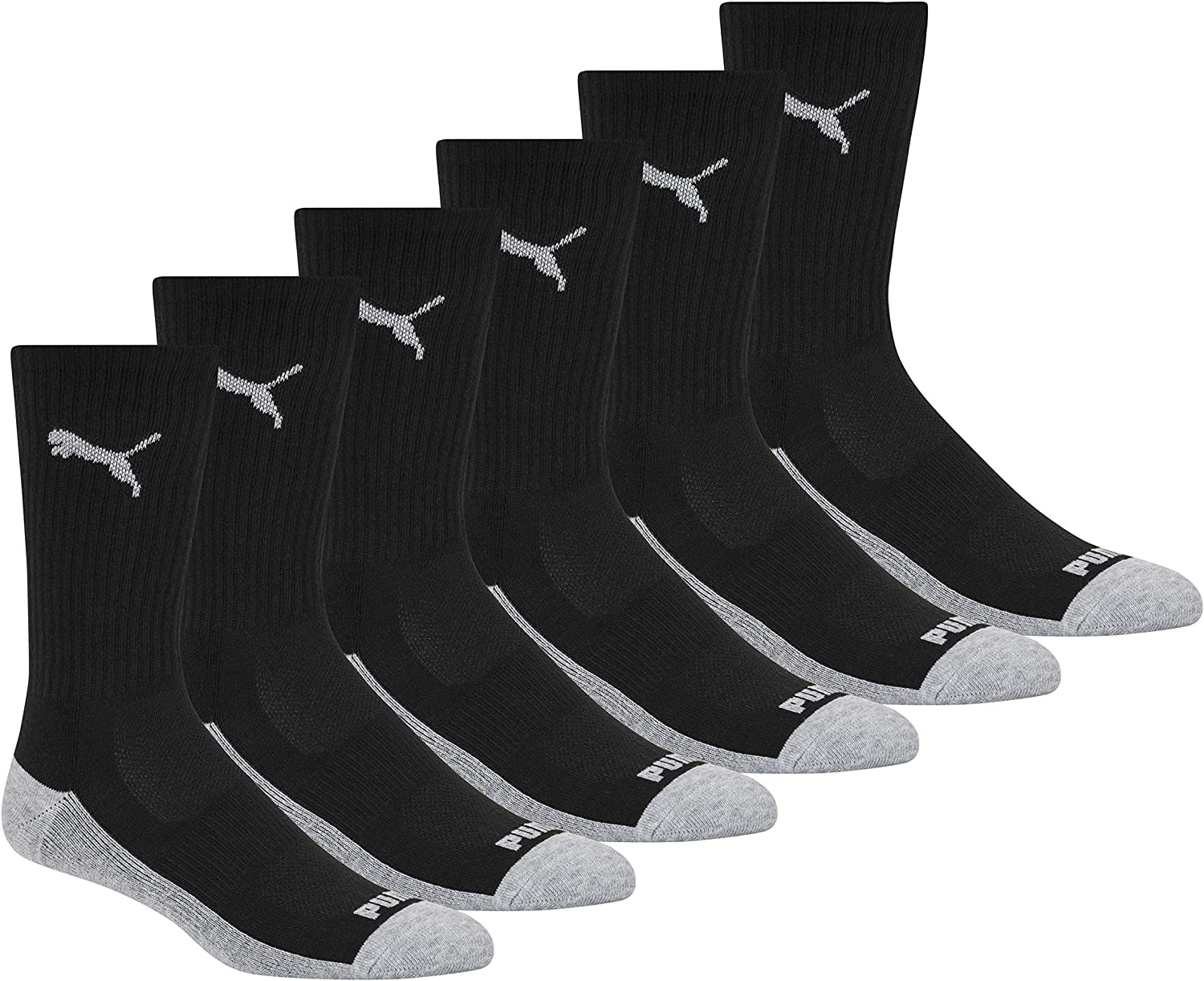 PUMA mens 6 Pack Crew Socks